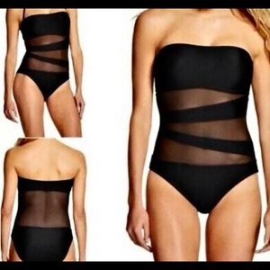 Mesh-Wrap One-Piece Swimsuit